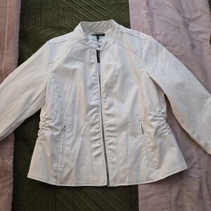 Baccini Off-White Faux Leather Jacket for Women